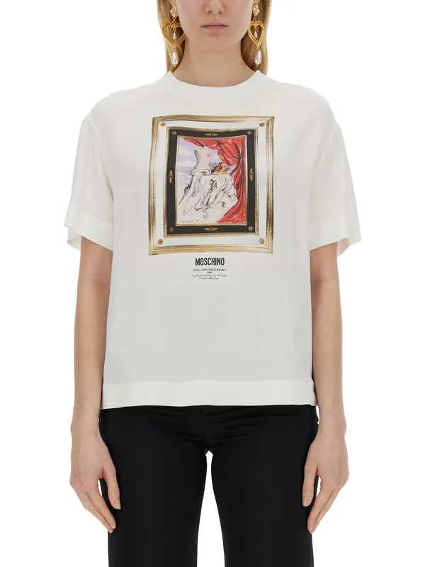 Enver Satin Blouse Still Life With Heart - Moschino