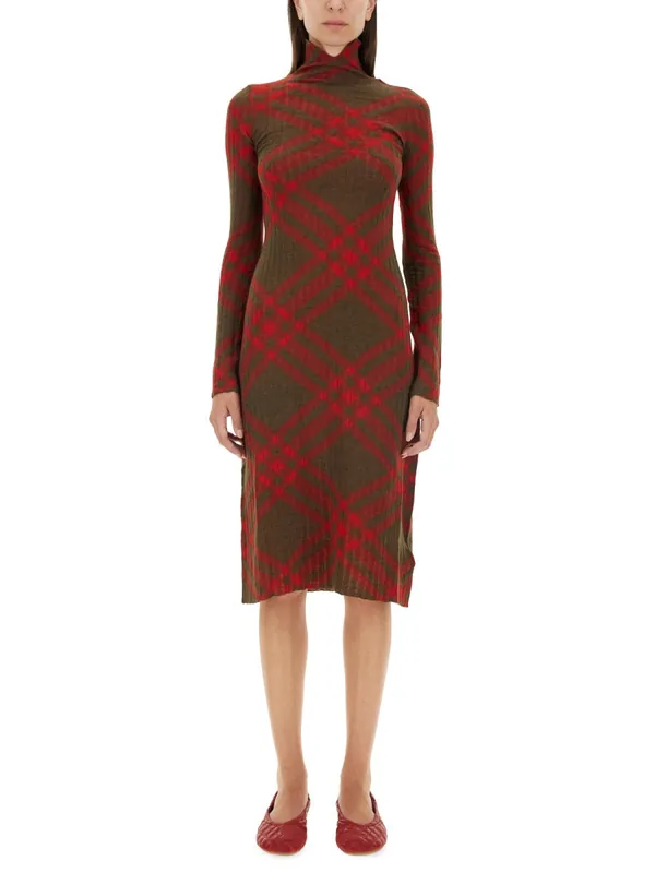 Check Wool Blend Dress - Burberry
