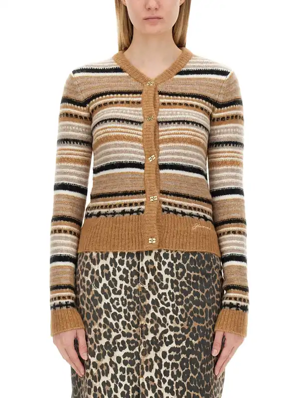 Cardigan With Stripe Pattern - Ganni
