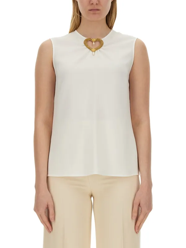 Blouse With Heart Applique - Moschino