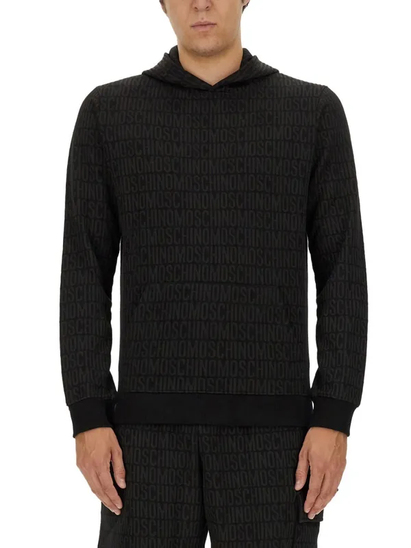 Sweatshirt With All Over Logo - Moschino