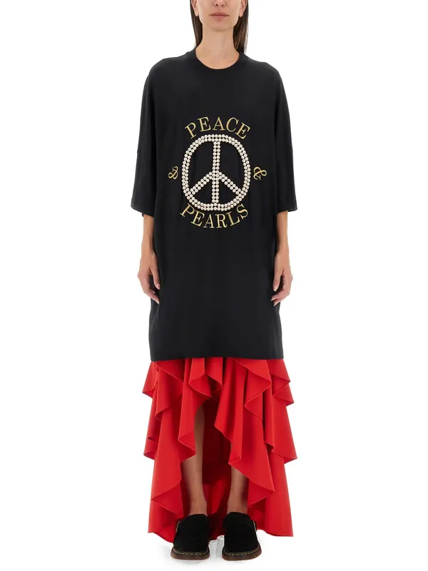 Peace & Pearls Cotton Interlock Dress - Moschino