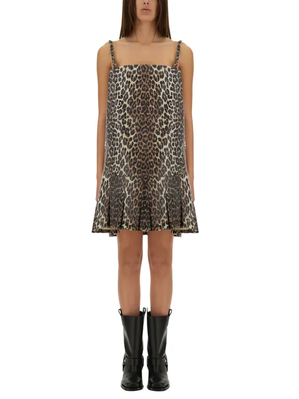 Dress With Animal Pattern - Ganni