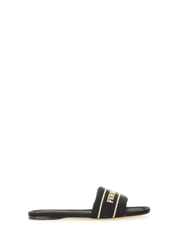 Slide Sandal With Logo - Ferragamo
