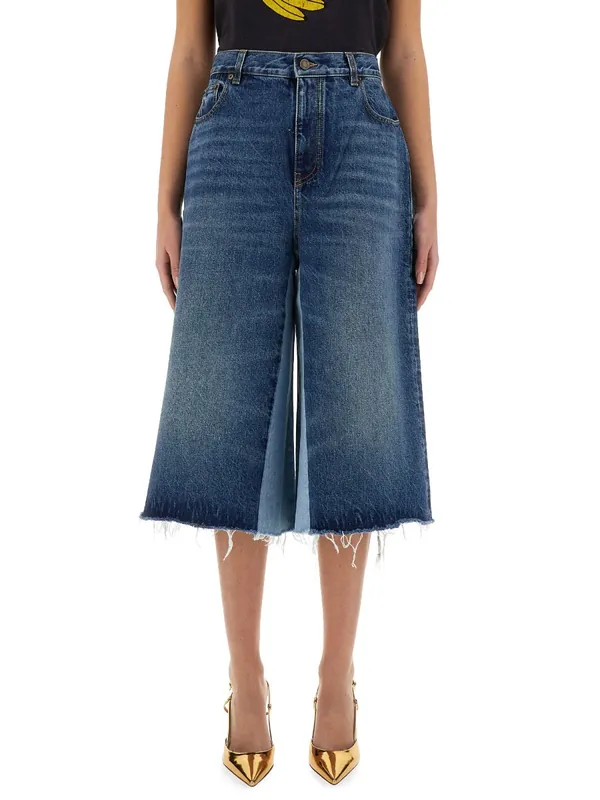 Patchwork Denim Bermuda Shorts - Chloé