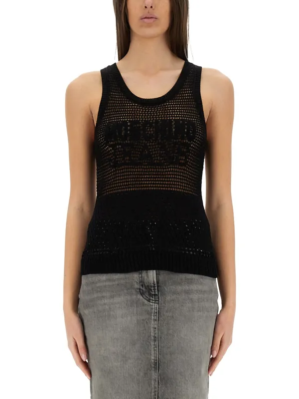 Mesh Top With Logo - Moschino