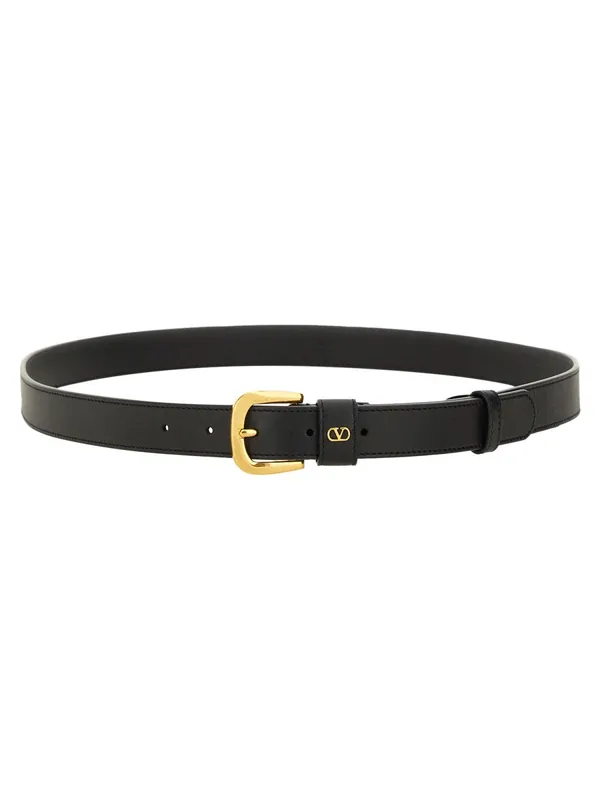 Glossy Calfskin "Vlogo Signature" Belt - Valentino Garavani