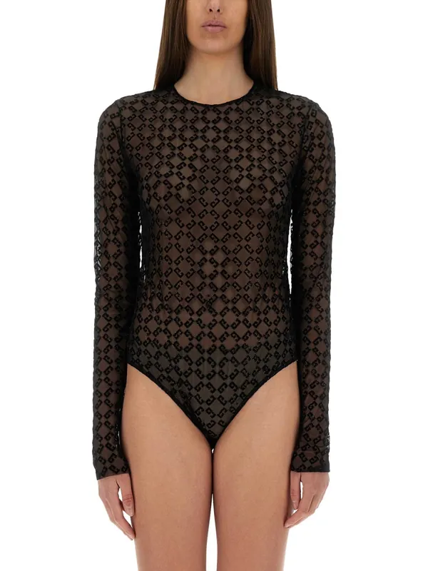Monogram Tulle Bodysuit - Givenchy