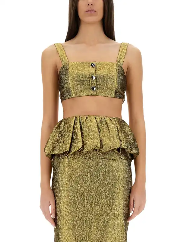 Metallic Jacquard Crop Top - Self-Portrait