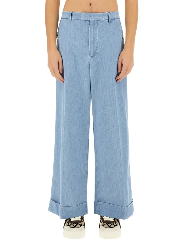 Denim Pants With Lapels - Valentino Garavani