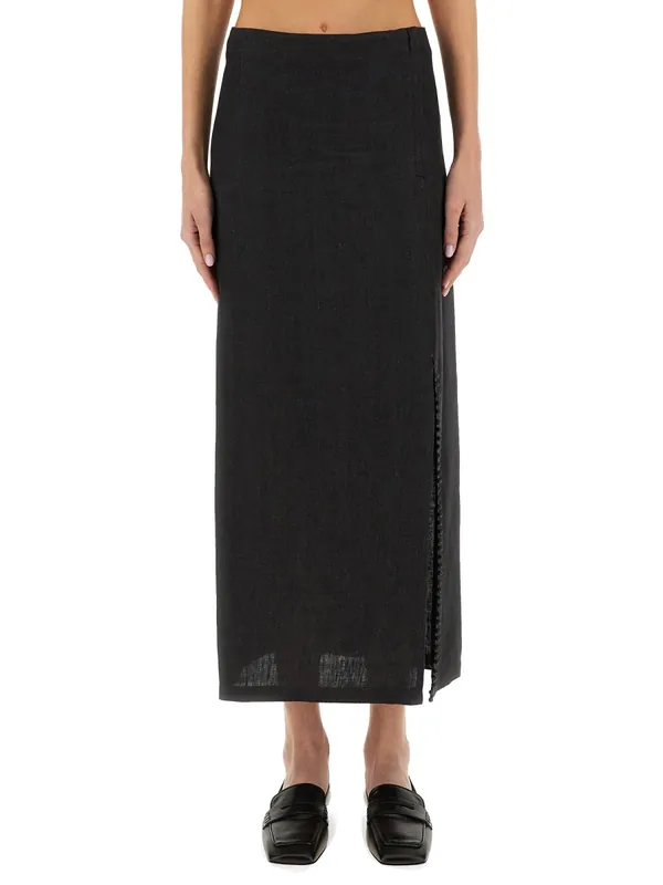 Linen Skirt With Slit - Alysi