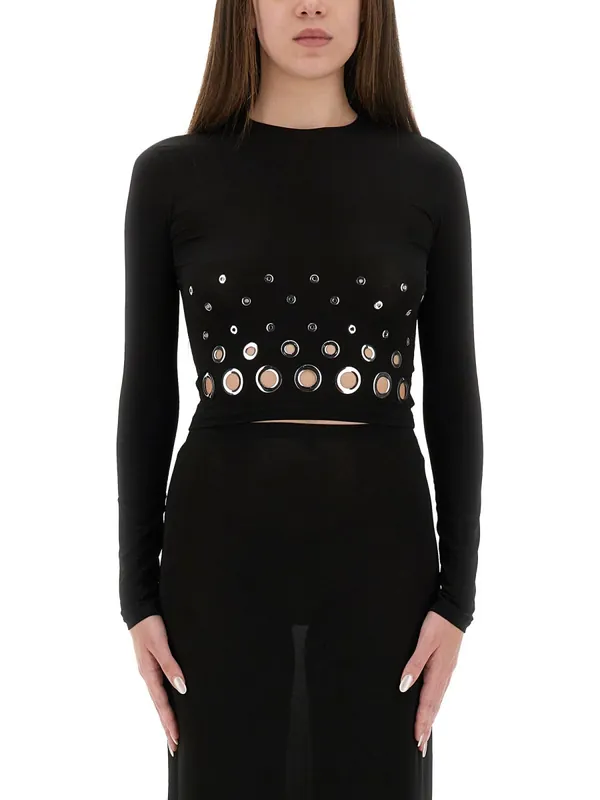 Cropped Top With Eyelets - Rabanne