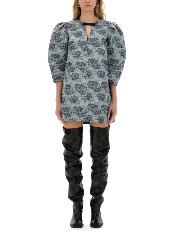 Floral Jacquard Mini Dress - Ganni