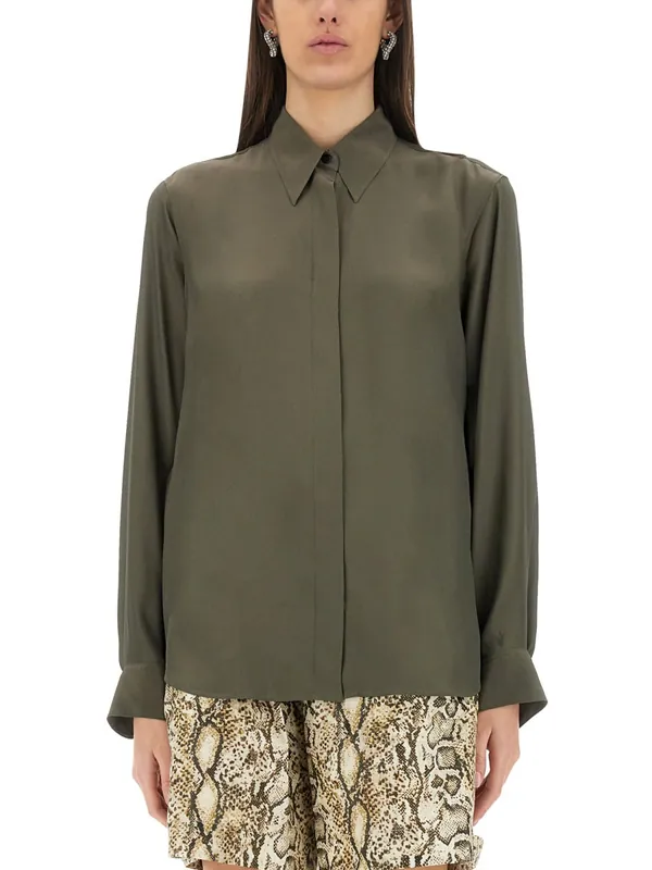Silk Blend Satin Shirt - Dries Van Noten