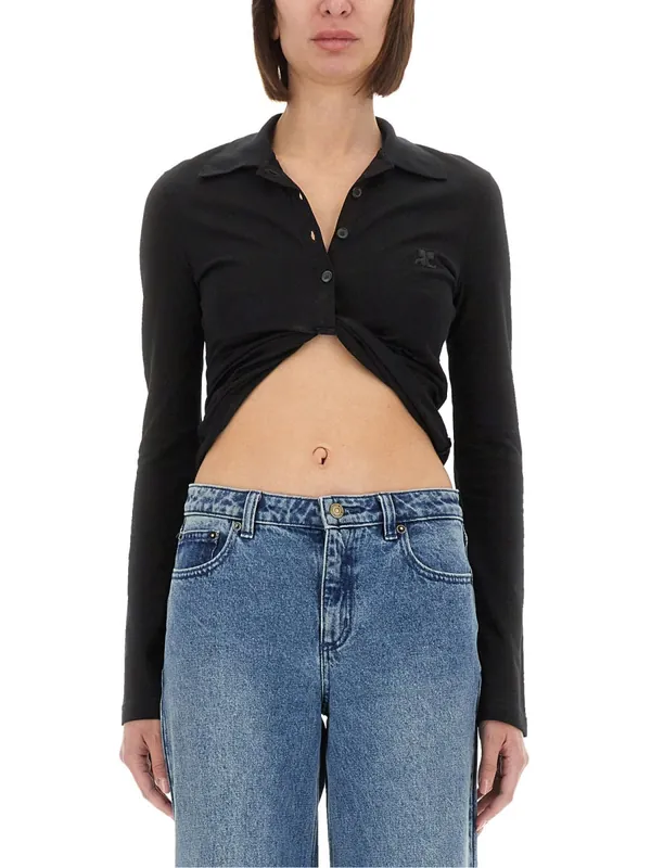 Cropped Polo Shirt "Twist" - Courrèges