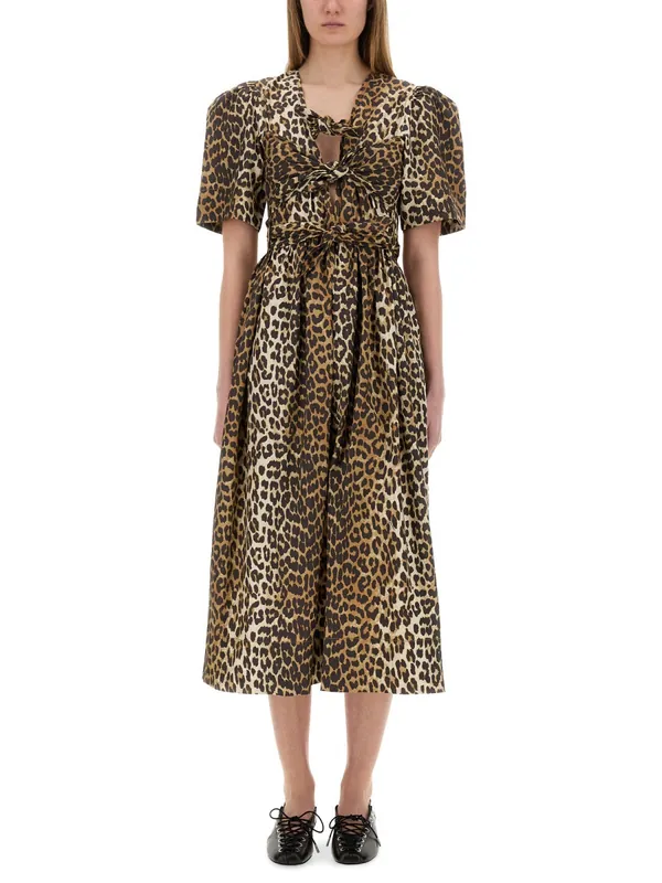 Leopard Print Midi Dress - Ganni
