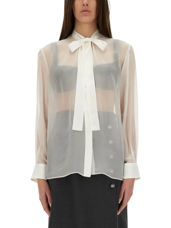Chiffon Shirt With Bow - Dolce & Gabbana