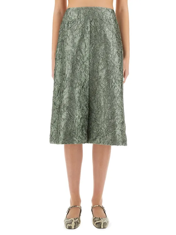 Ruched Satin Midi Skirt - Dries Van Noten