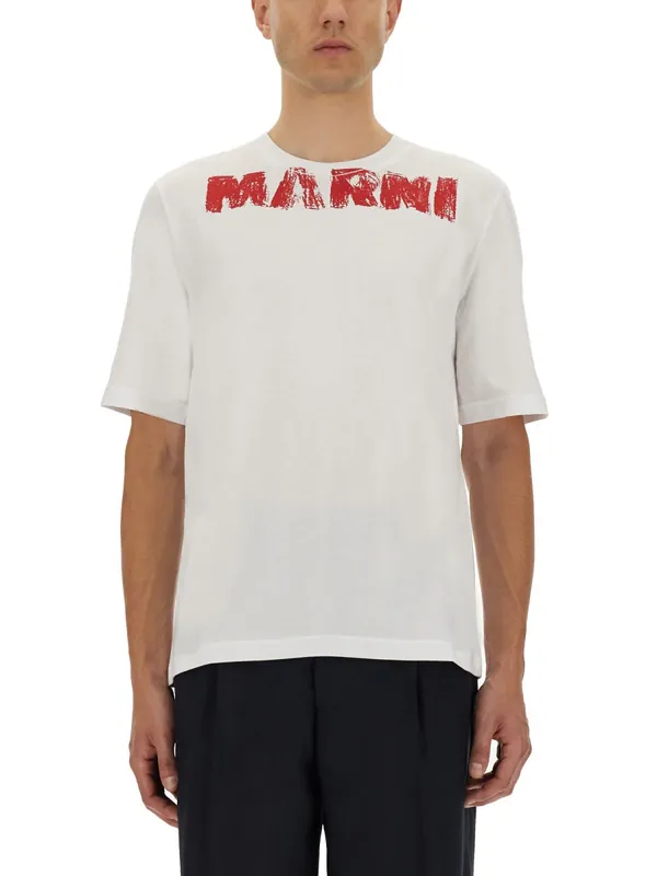 Cotton T-Shirt With Maxi Print