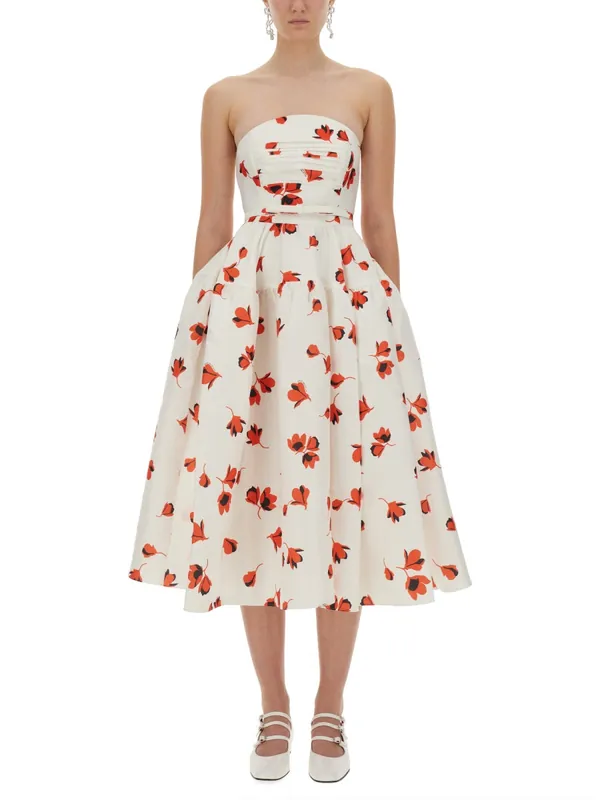 Midi Dress With Floral Print - Self-Portrait