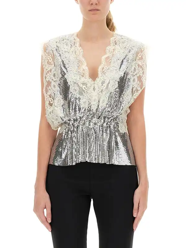 Lace And Sequin Top - Rabanne