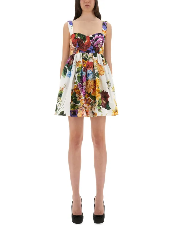 Bouquet Print Poplin Dress - Dolce & Gabbana