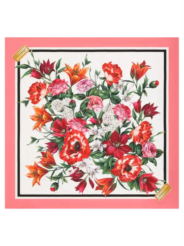 Silk Twill Floral Print Scarf - Dolce & Gabbana