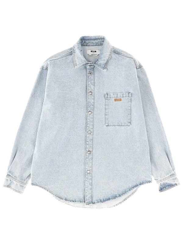 Shirt With Embroidered Logo - MSGM