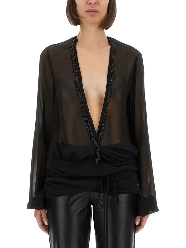 Embroidered Georgette Blouse - The Attico