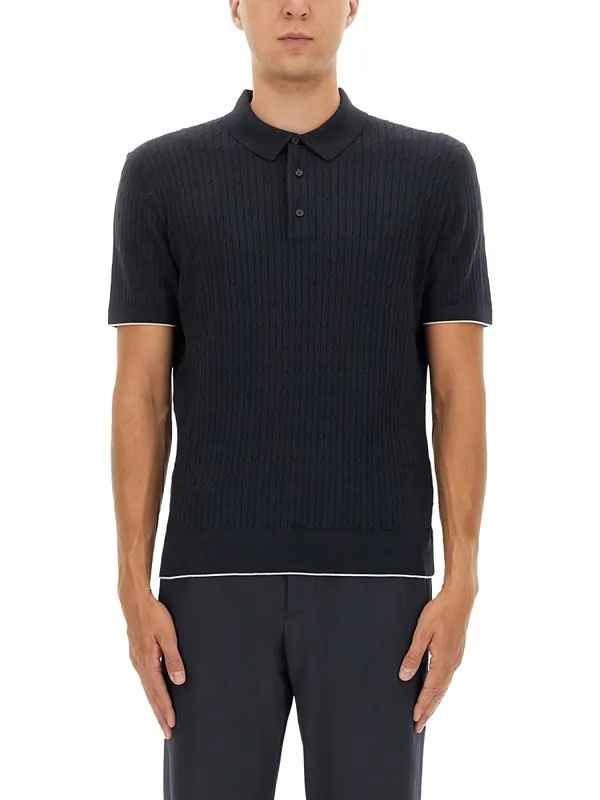 Silk And Cotton Braided Polo Shirt - Boss Camel