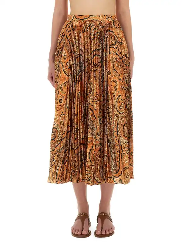 Pleated Sablé Skirt With Print - Etro