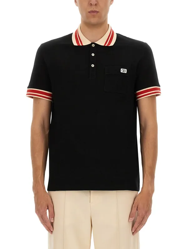 Cotton Pique Polo Shirt With "Vlogo" Patch - Valentino Garavani