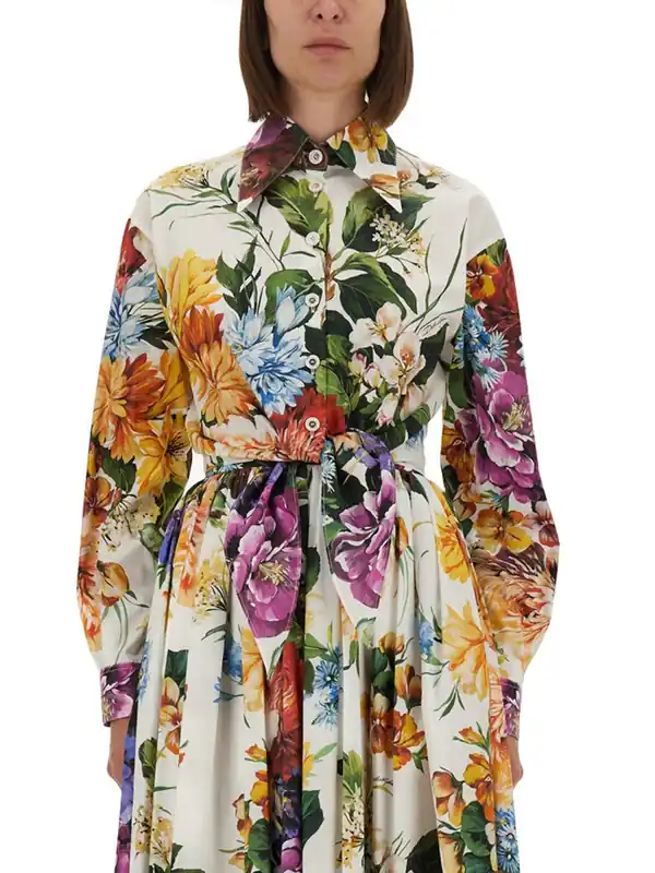 Flower Bouquet Print Poplin Shirt - Dolce & Gabbana