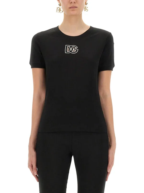 Jersey T-Shirt With Dg Logo Embroidery