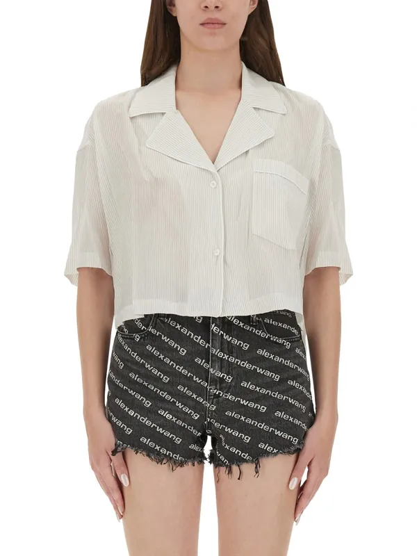 Striped Shirt With Embroidered Logo - Alexander Wang