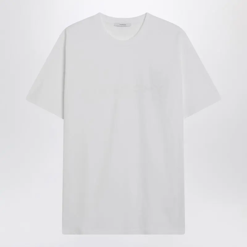 White Cotton And Silk T-Shirt With Jacquard Logo