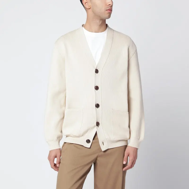 Beige Cotton-Blend Cardigan