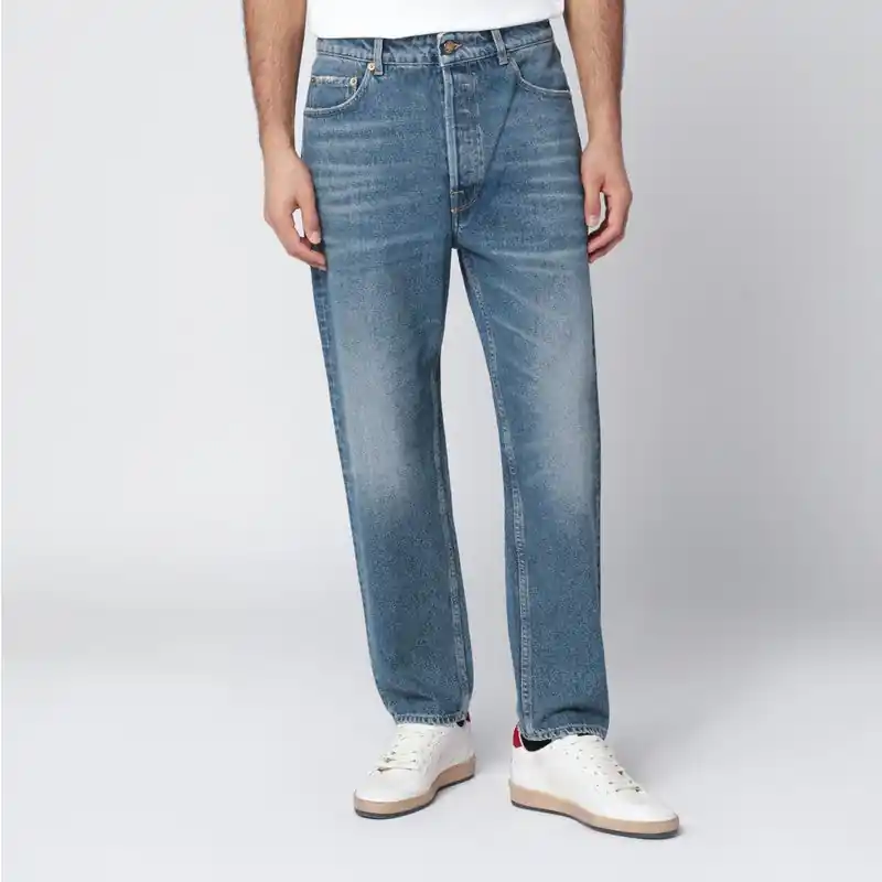 Washed-Effect Blue Jeans