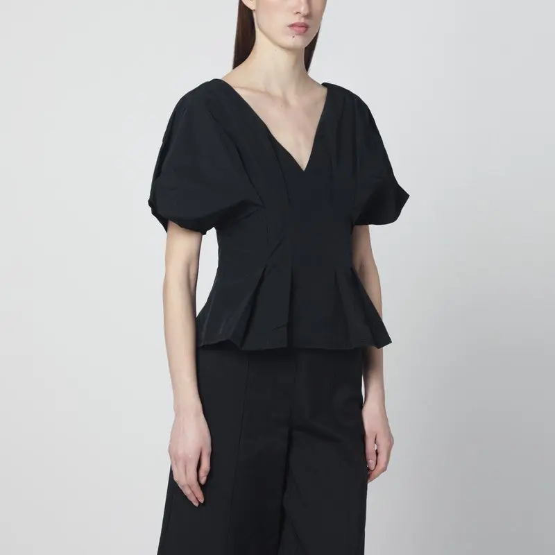 Rozen Black Cotton Faille Top - Simkhai