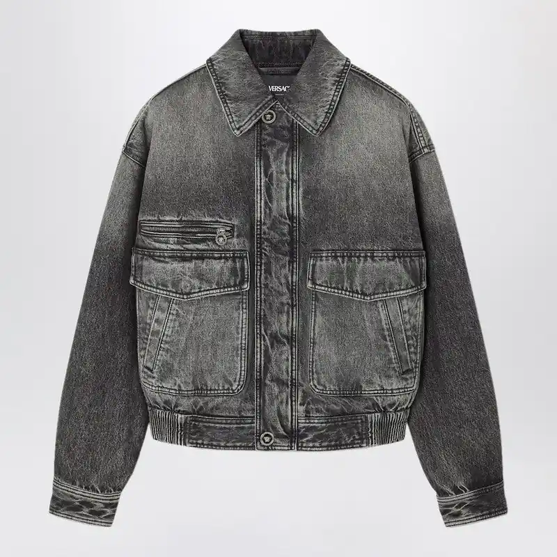 Grey Denim Blouson Jacket - Versace