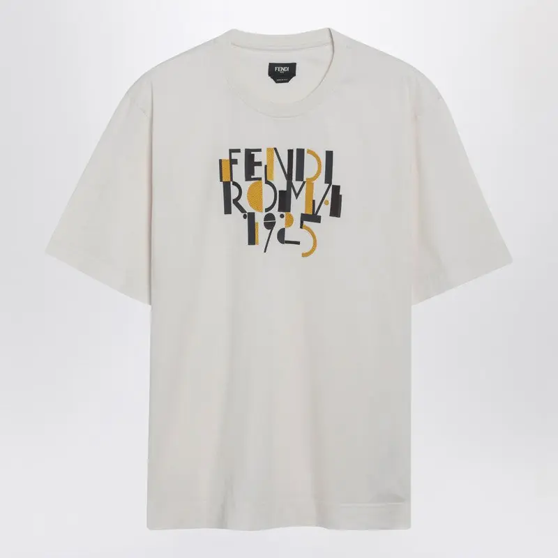 White Cotton T-Shirt With Logo Print