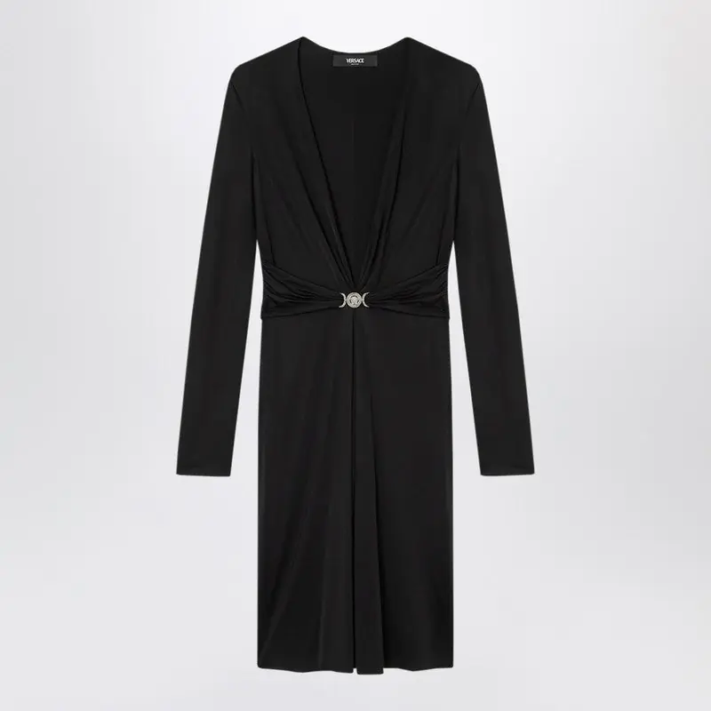 Black Viscose Jersey Midi Dress - Versace