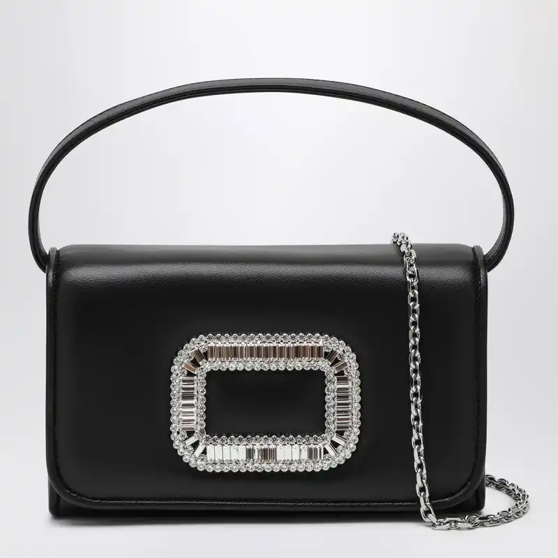 Black Leather Micro Pilgrim Bag - Roger Vivier