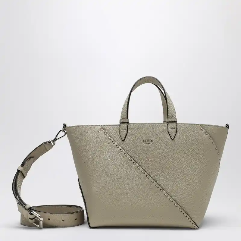 Ivory Diagonal Shopping Small Selleria Bag - Fendi