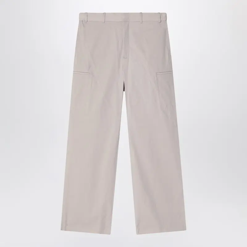 Stone Grey Cotton Blend Trousers - Fendi