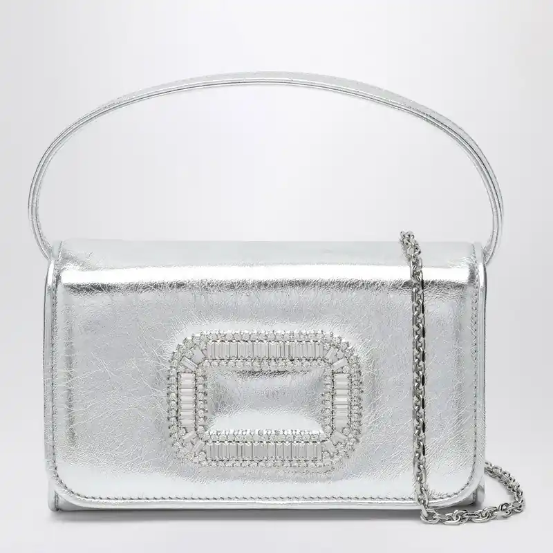 Silver Leather Micro Pilgrim Bag - Roger Vivier