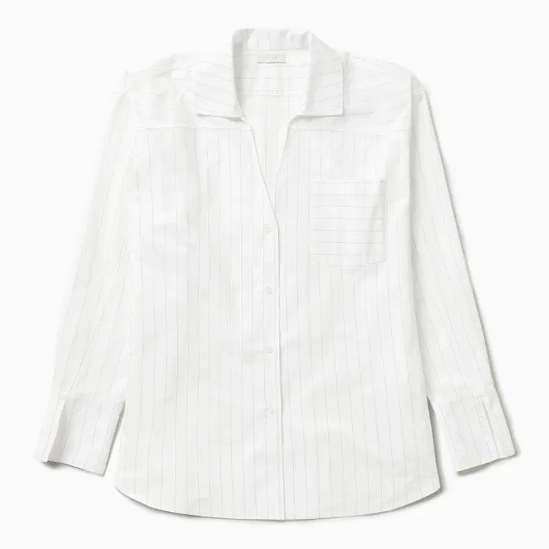Striped L/S Shirt Dress White - 1989 Studio