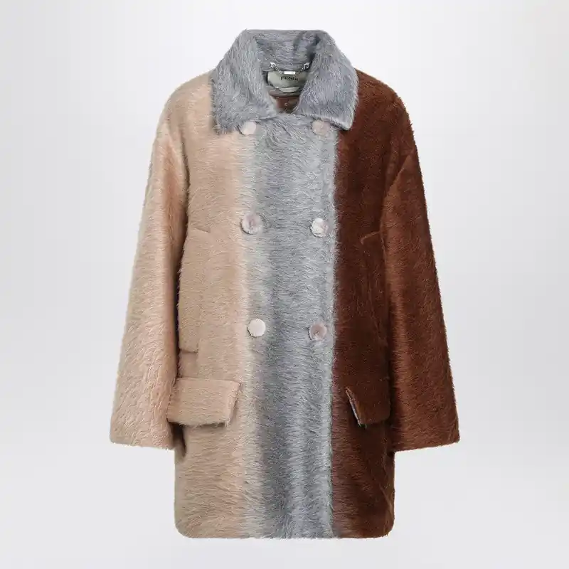Double-Breasted Color-Block Coat