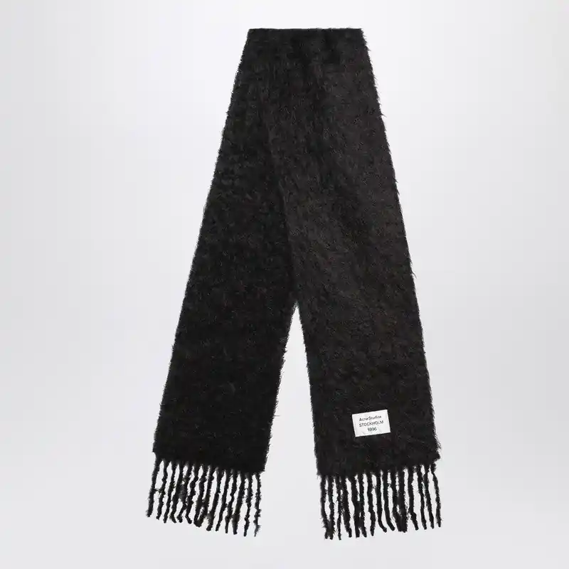 Black Wool Scarf With Logo - Acne Studios