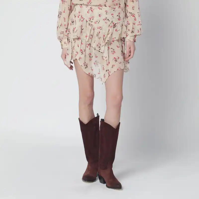 Lolita Beige Mini Skirt With Floral Print - Isabel Marant ÉToile